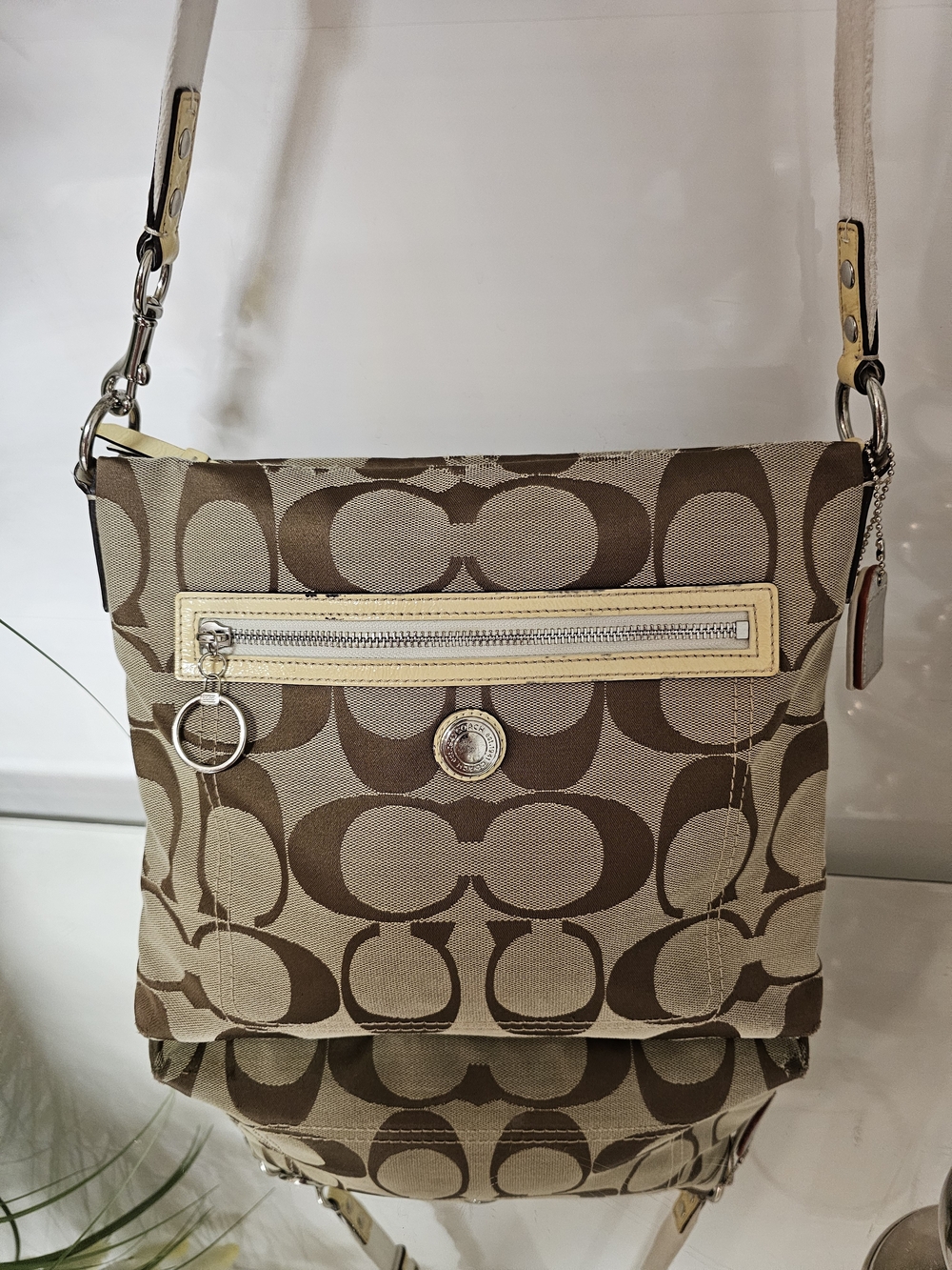 Coach Khaki/Brown Signature Crossbody Bag